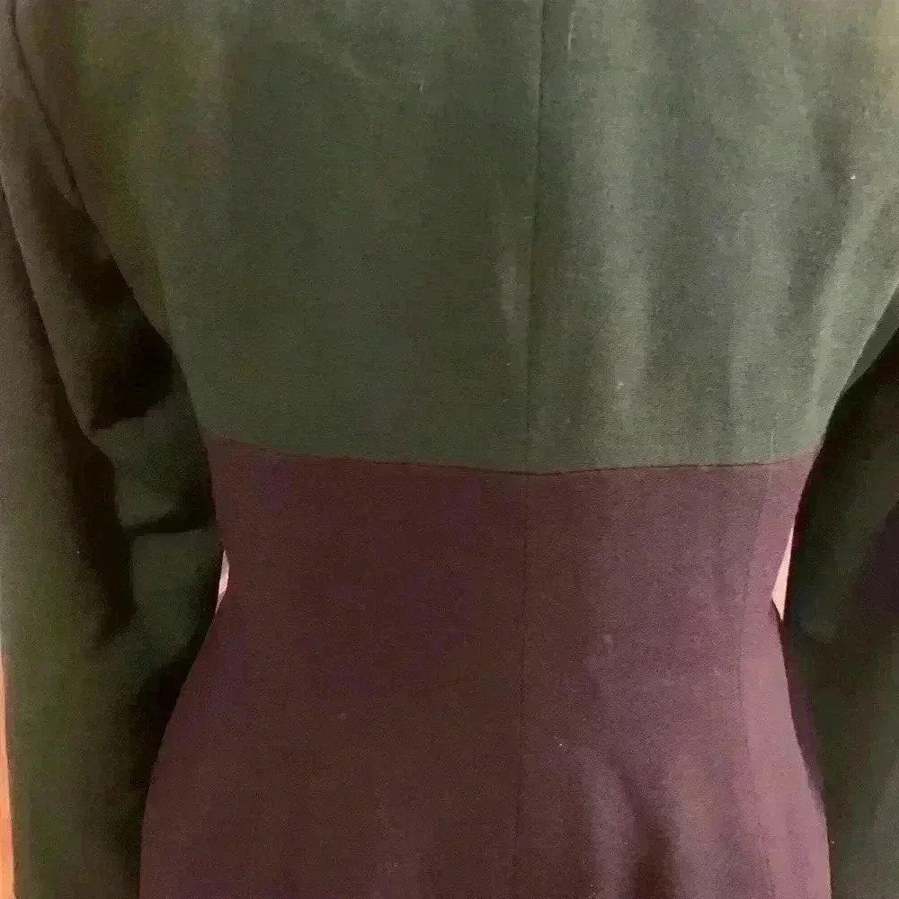 Vintage Gillian Petites Jacket Dress Wool Color Block Fully Lined Green  Navy. - Picture 6 of 14